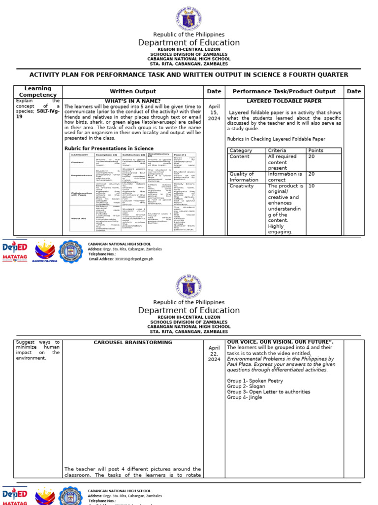 SC8 - Performance and Written Assessment Plan | PDF | Mitosis ...