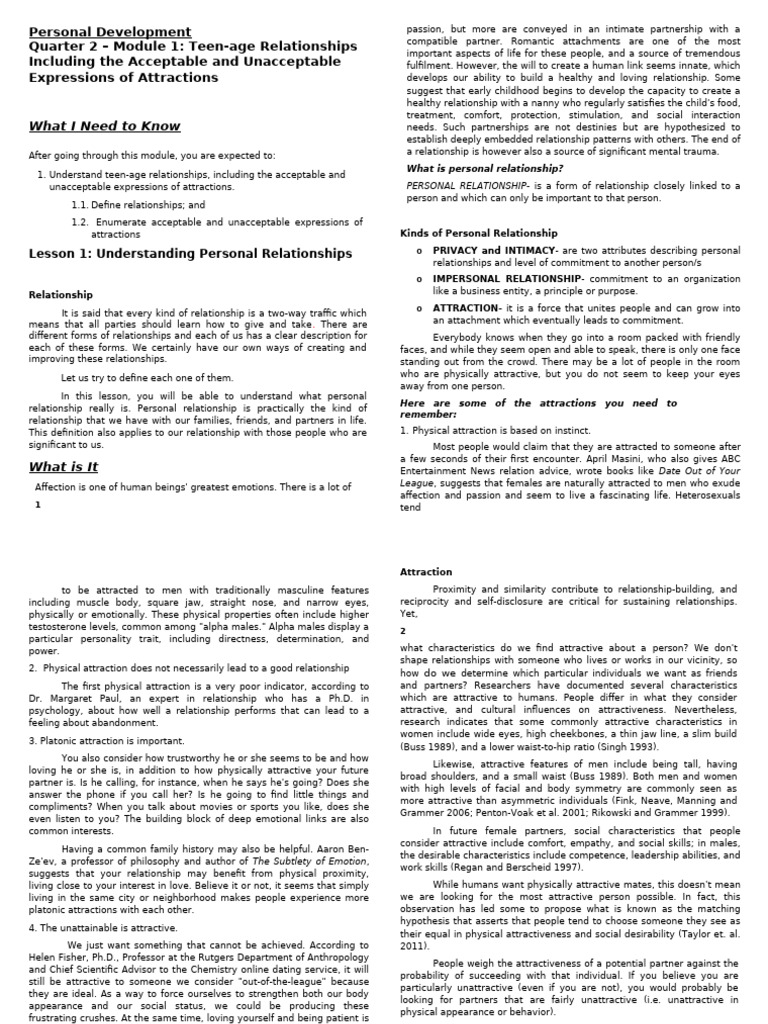 Understanding Teen Relationships and Attraction | PDF | Intimate ...