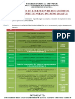 PROGRAMACION DE RECEPCION DE DOCUMENTOS PARA EXPEDIENTE DE NUEVO INGRESO 2012 (F-2)