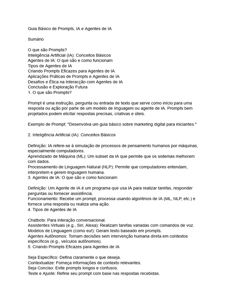 Guia de Prompts e Agentes de IA | PDF | Inteligência artificial ...