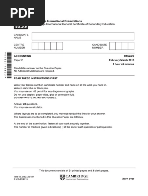 0452 Accounting Past Papers Copm. 22 [2015 to 2019 ] n