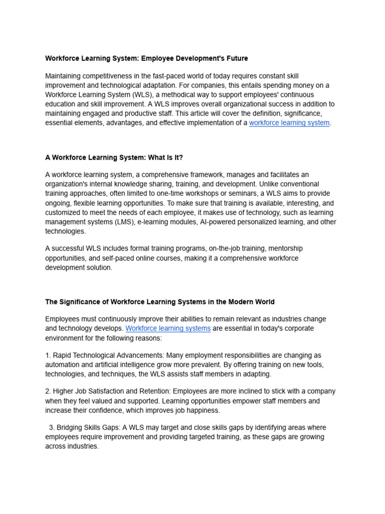Future of Workforce Learning Systems | PDF | Employment | Learning