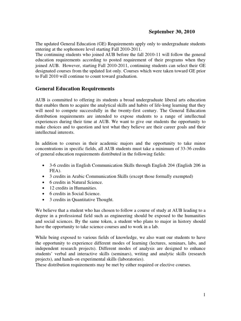 General Education Courses | PDF | Curriculum | Academia