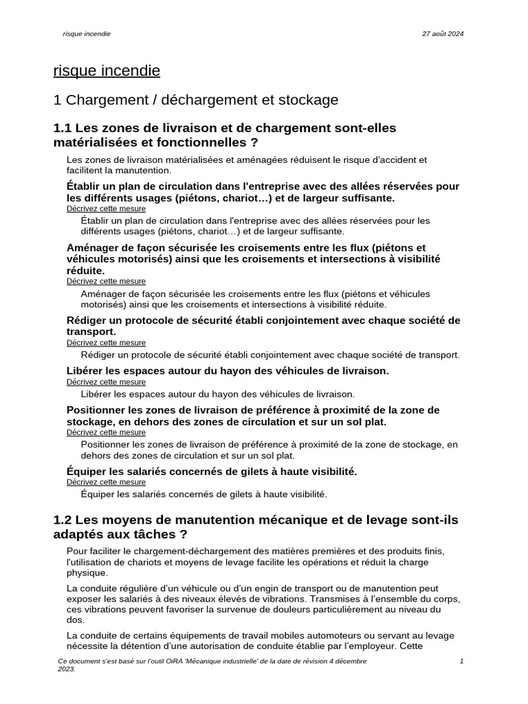 Gestion des risques incendie en entreprise | PDF | Bruit | Sécurité
