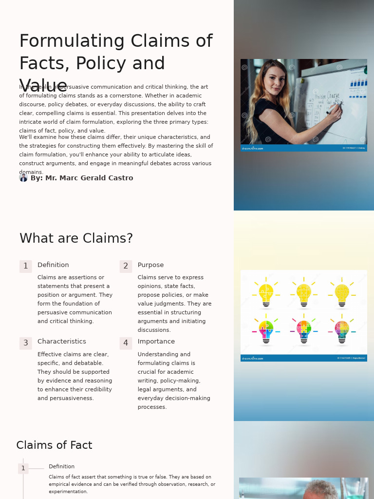 Formulating Claims of Facts Policy and Value | PDF | Evidence ...