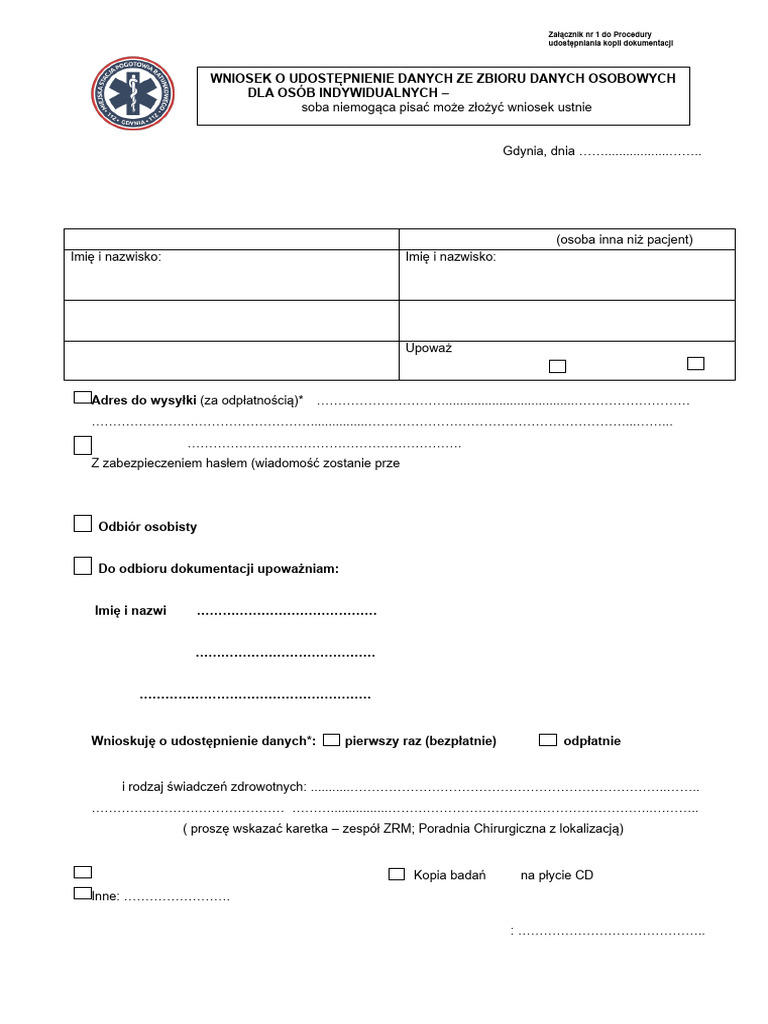 MSPR WNIOSEK Wydanie Dok Med | PDF