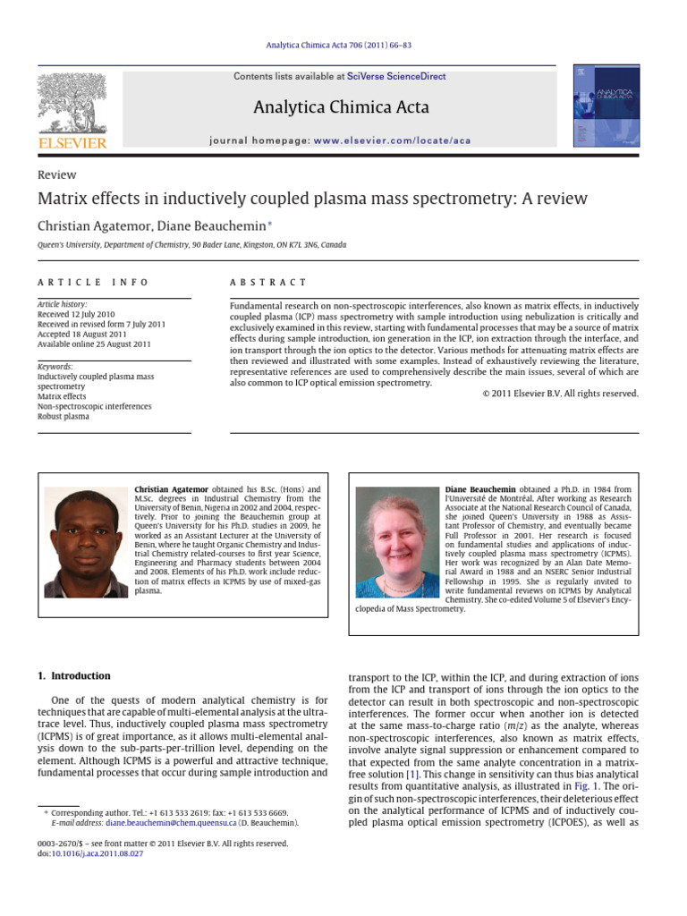 Matrix Effects in Inductively Coupled Plasma Mass Spectrometry - A ...