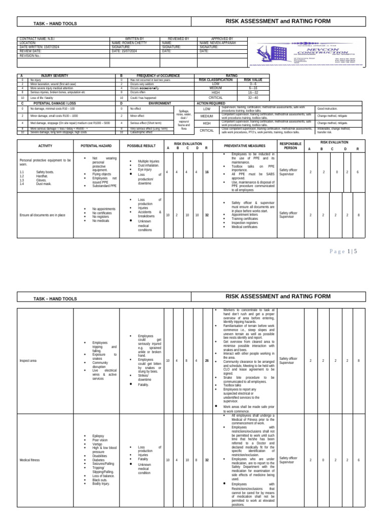hand tools | PDF | Occupational Safety And Health | Risk