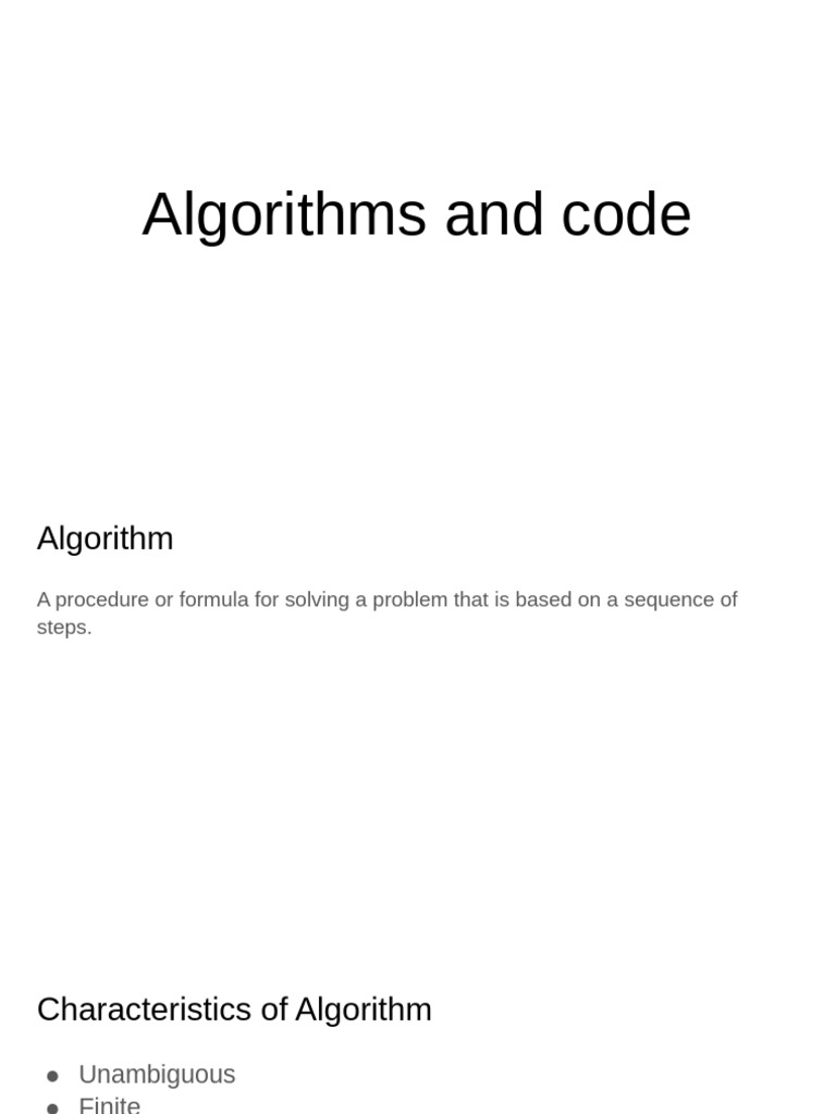 Algorithms and Code | PDF