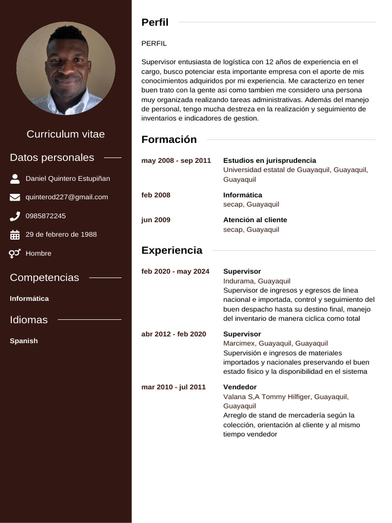 CV Daniel Alfredo Quintero Estupiã An PDF | PDF | Business | Informática