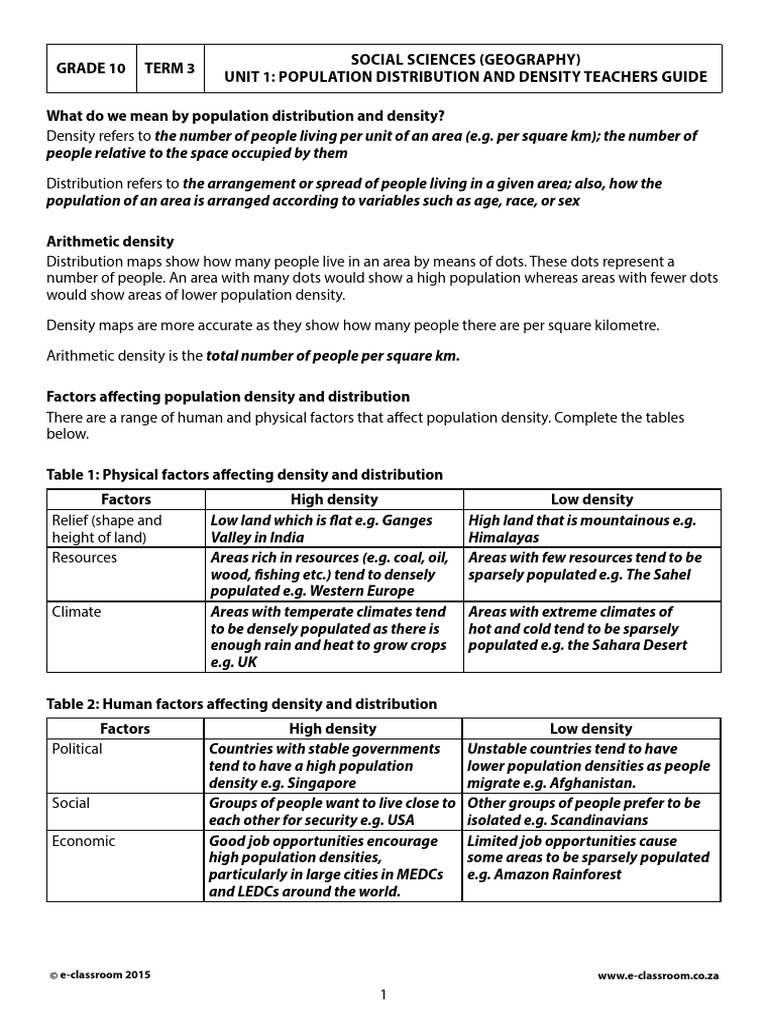 Understanding Arithmetic Density in Geography | PDF | Population ...