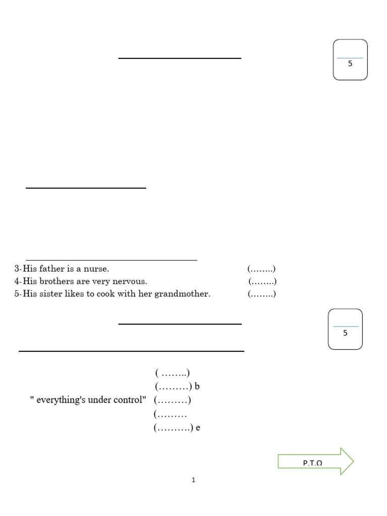 English Exam Prep for 3rd Prep Term 1 | PDF