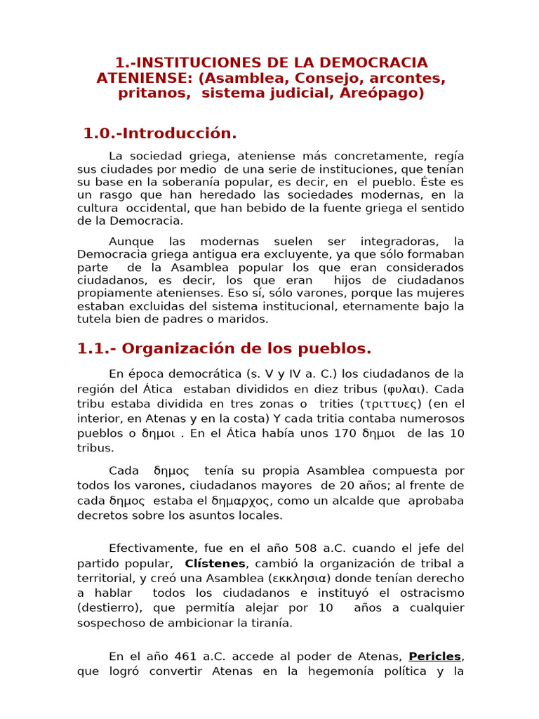Instituciones de la Democracia Ateniense | PDF | Antigua Grecia