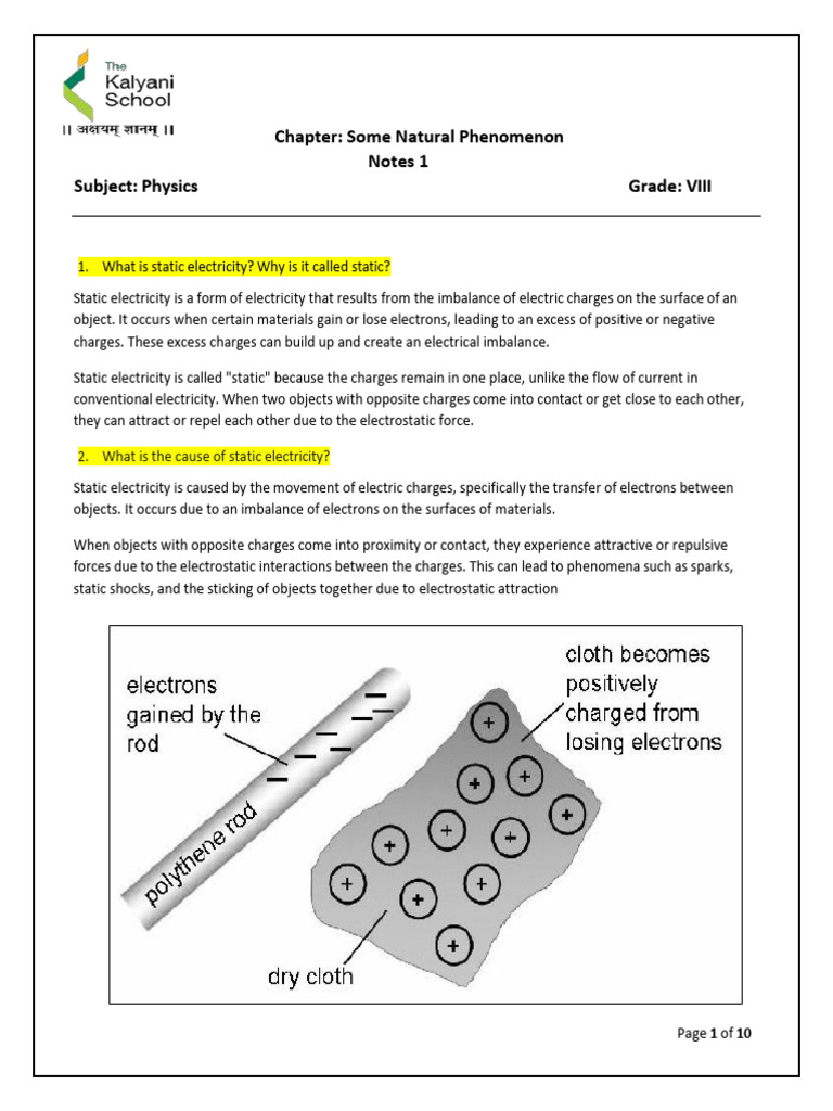 Notes - 1 | PDF | Electric Charge | Electricity