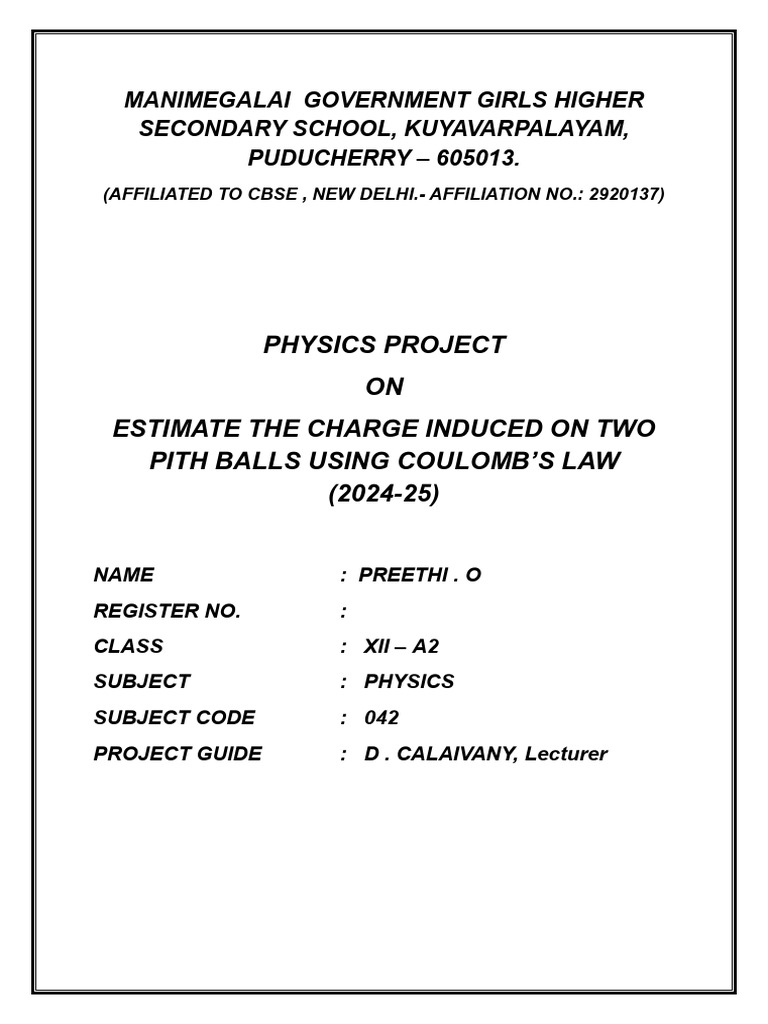 Physics Project Front Page | PDF | Career & Growth | Wellness