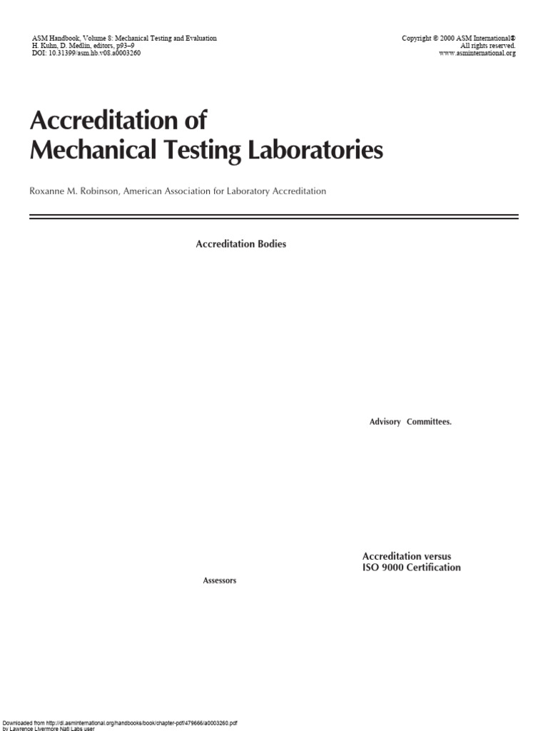 07 - Accreditation of Mechanical Testing Laboratories | PDF | Iso 9000 ...