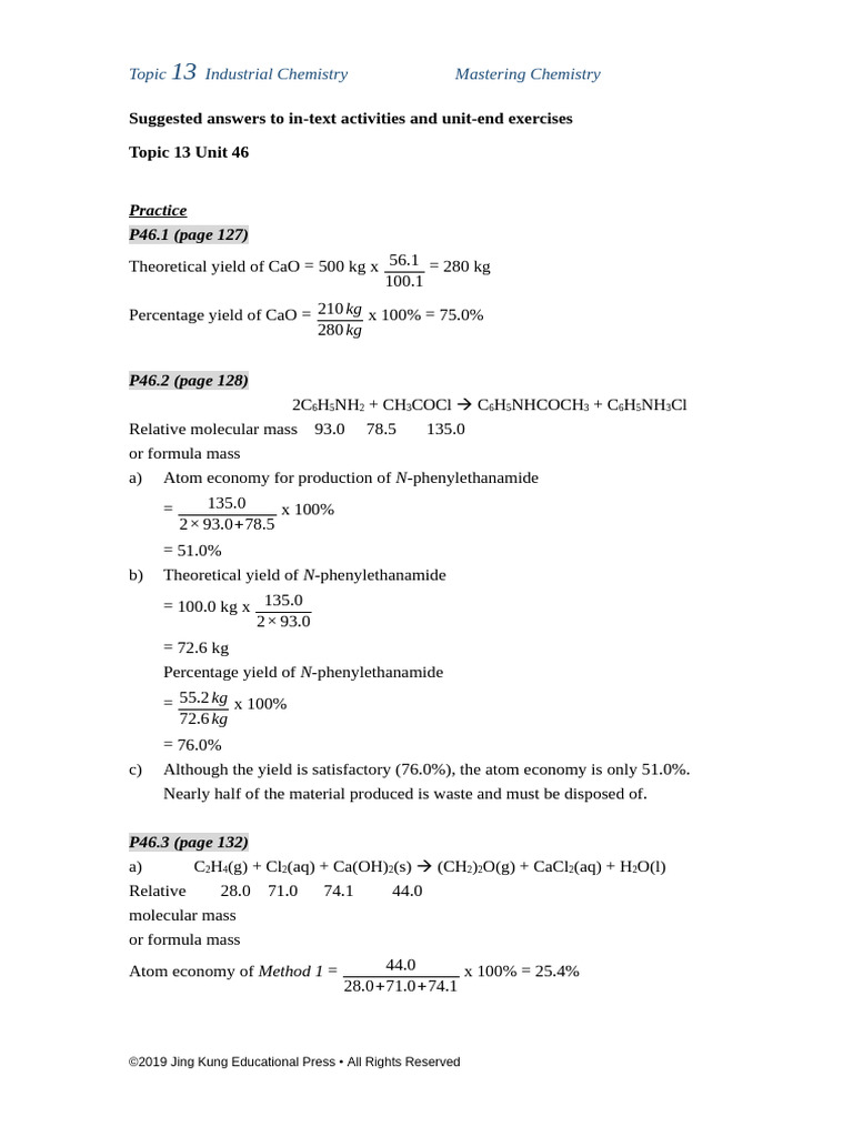 N-Phenylethanamide Production Analysis | PDF | Chemical Reactions ...