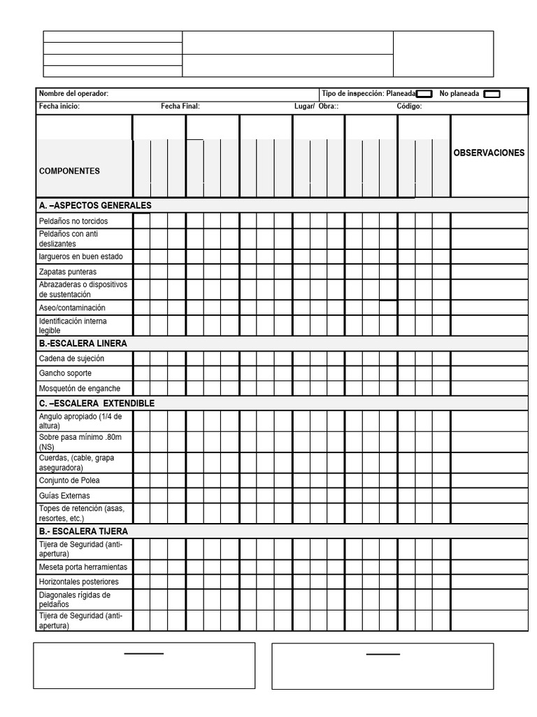 Checklist de Inspección de Escaleras | PDF