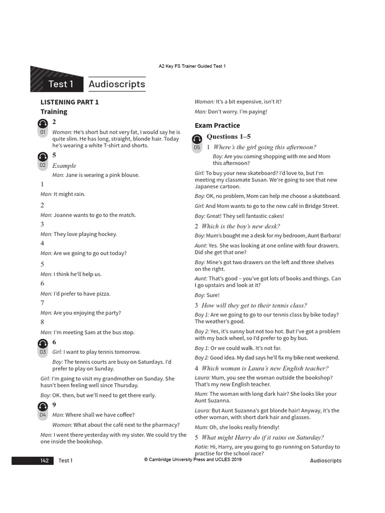 Listening Test Audioscripts Guide | PDF | Multiple Choice | Question