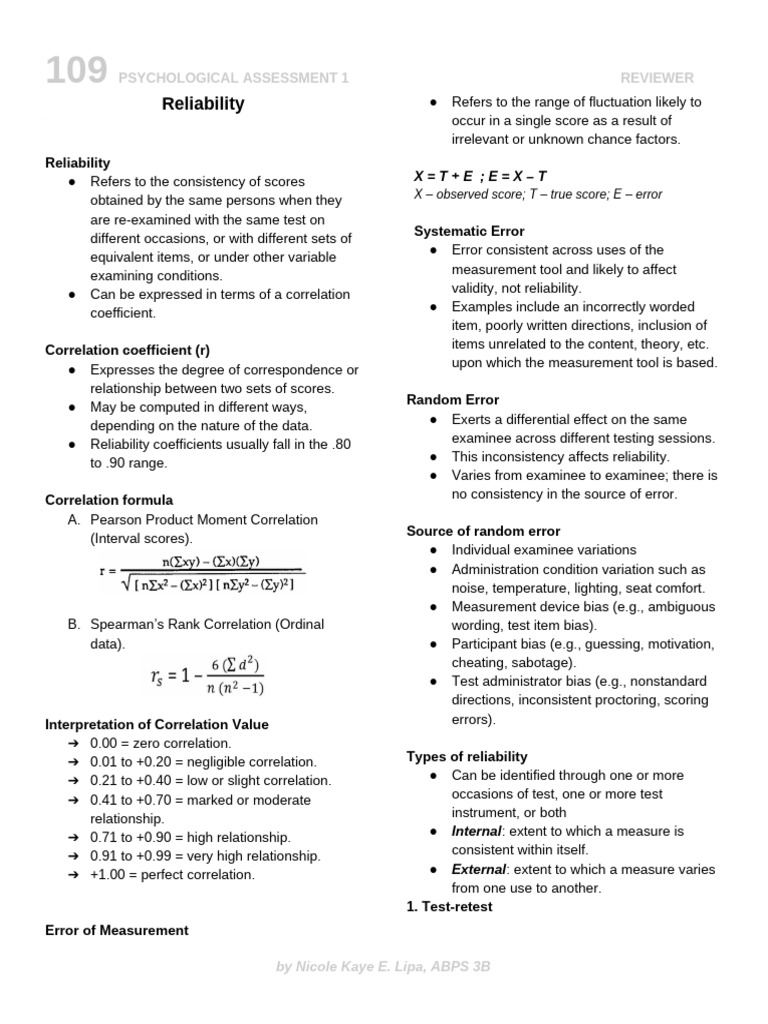 Understanding Reliability in Psychological Testing | PDF | Cronbach's ...