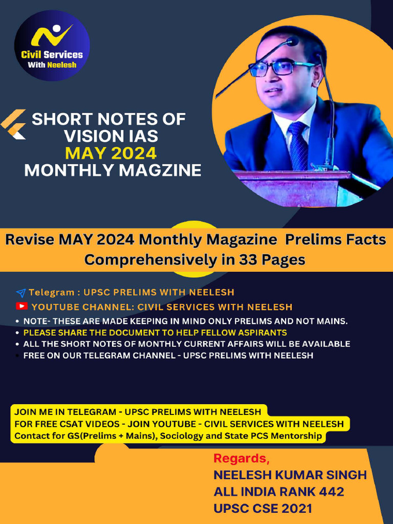 Vision Ias Final Short Notes of May | PDF | Vix | World Trade Organization