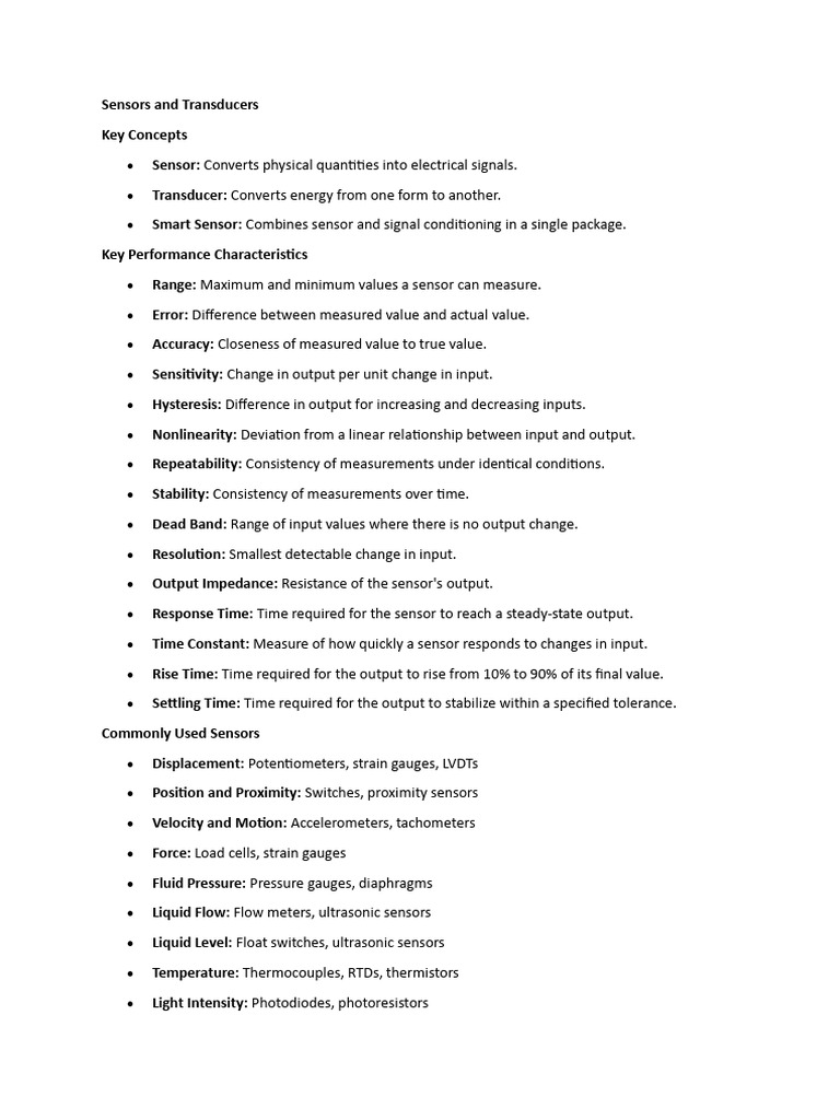 Understanding Sensors and Transducers | PDF | Capacitor | Thermocouple