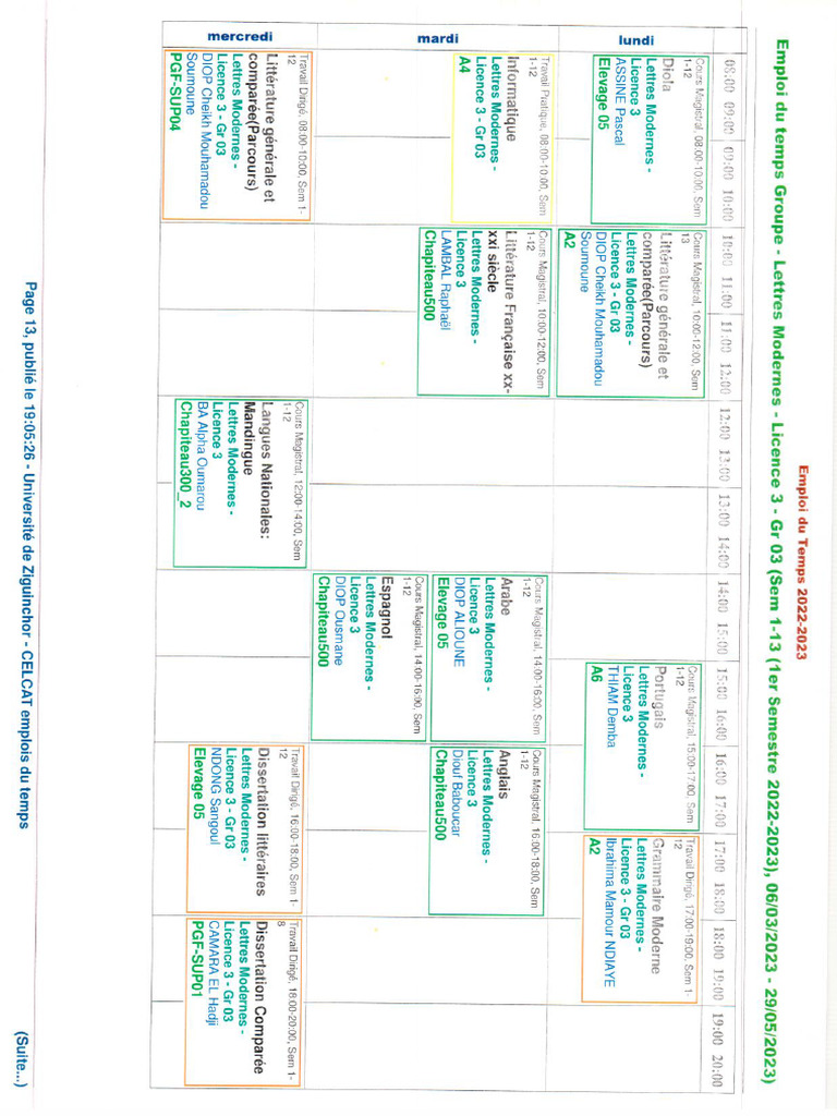 Emploi Du Temps Licence 3 LM Groupe 3 | PDF