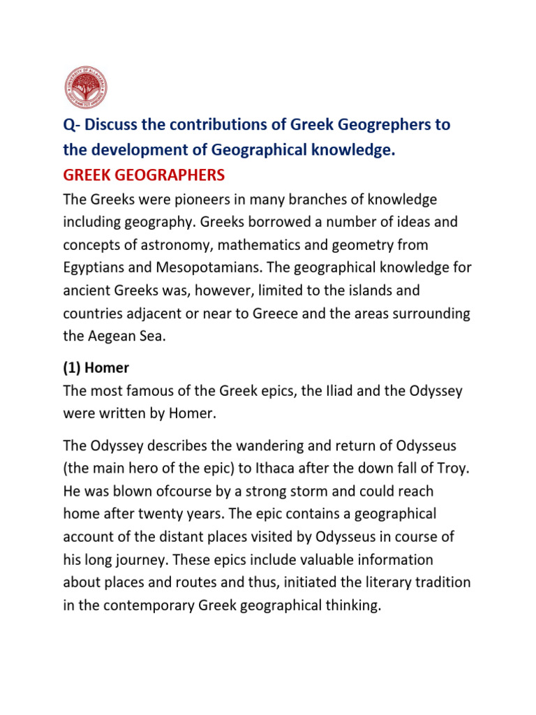 Greek Geographers' Contributions to Geography | PDF | Geography | Latitude