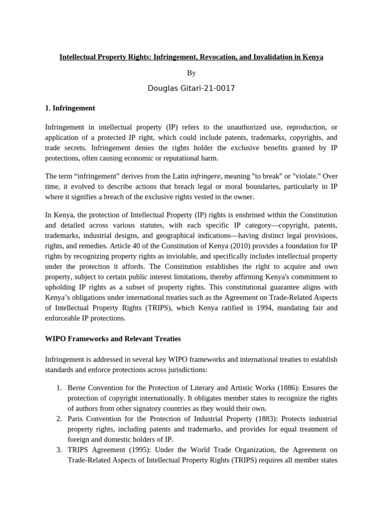 IP Rights Infringement in Kenya Explained | PDF | Intellectual Property ...