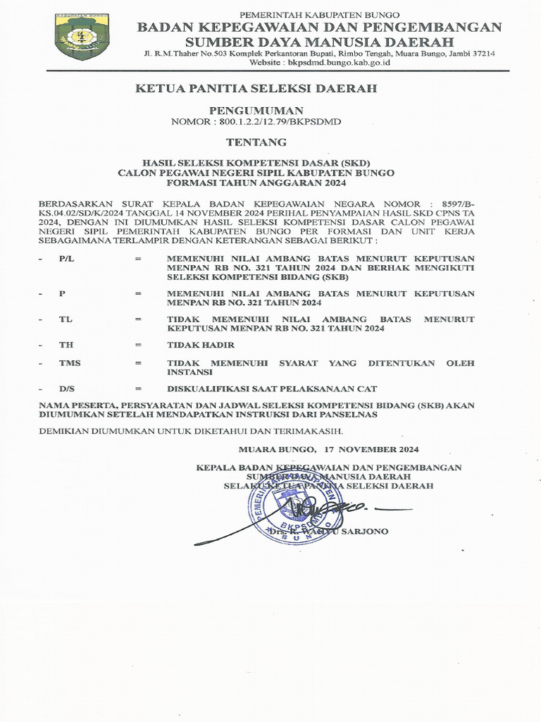Pengumuman skd 2024 pdf