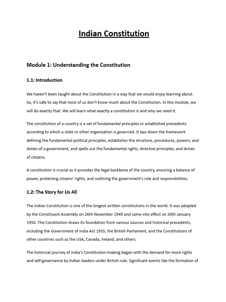 Understanding the Indian Constitution | PDF | Separation Of Powers ...