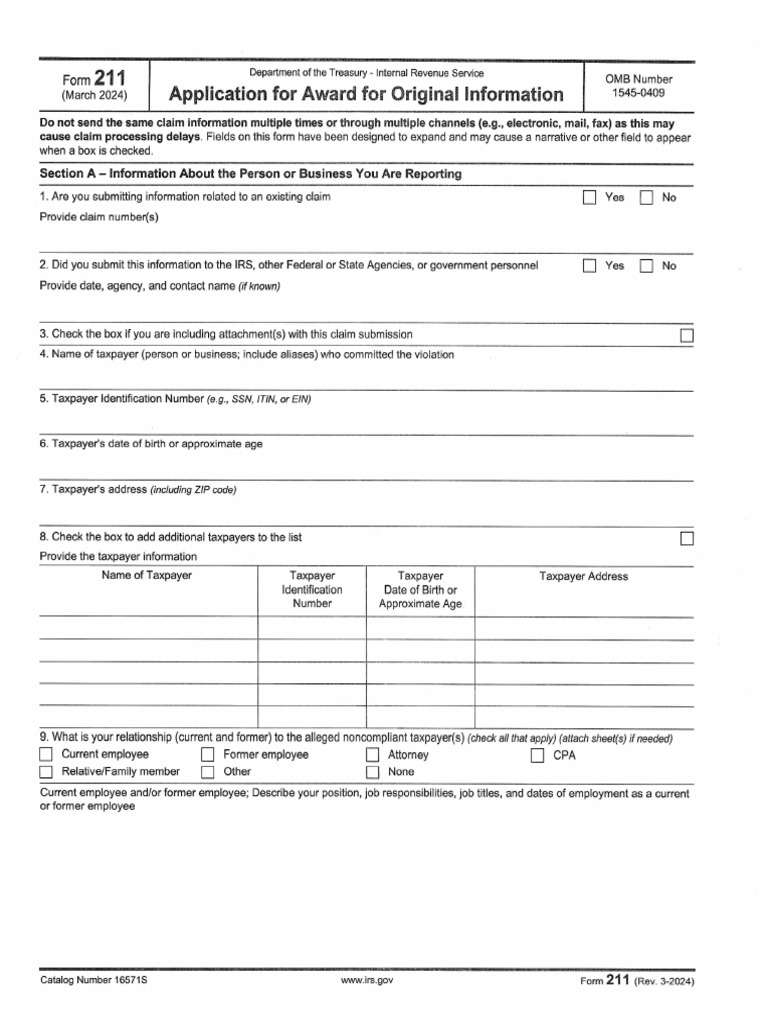 Form 211 Irs 03-2024 | PDF