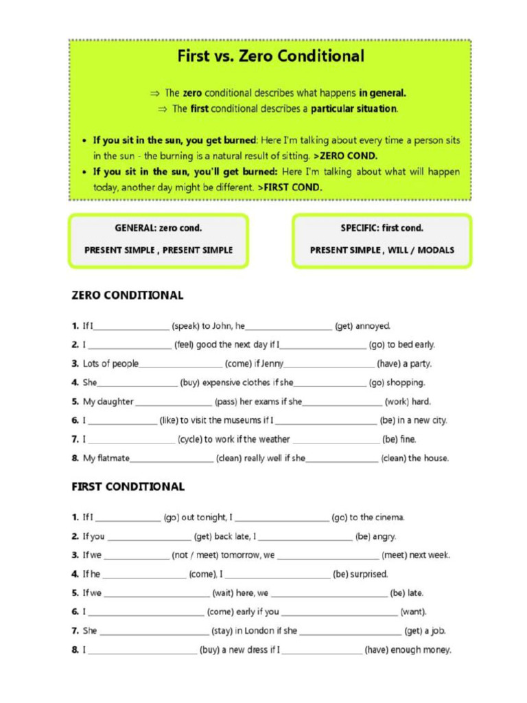 Zero and First Conditionals | PDF