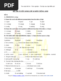 30 de Thi Vao Lop 10 Mon Tieng Anh Co Dap An (Repaired)