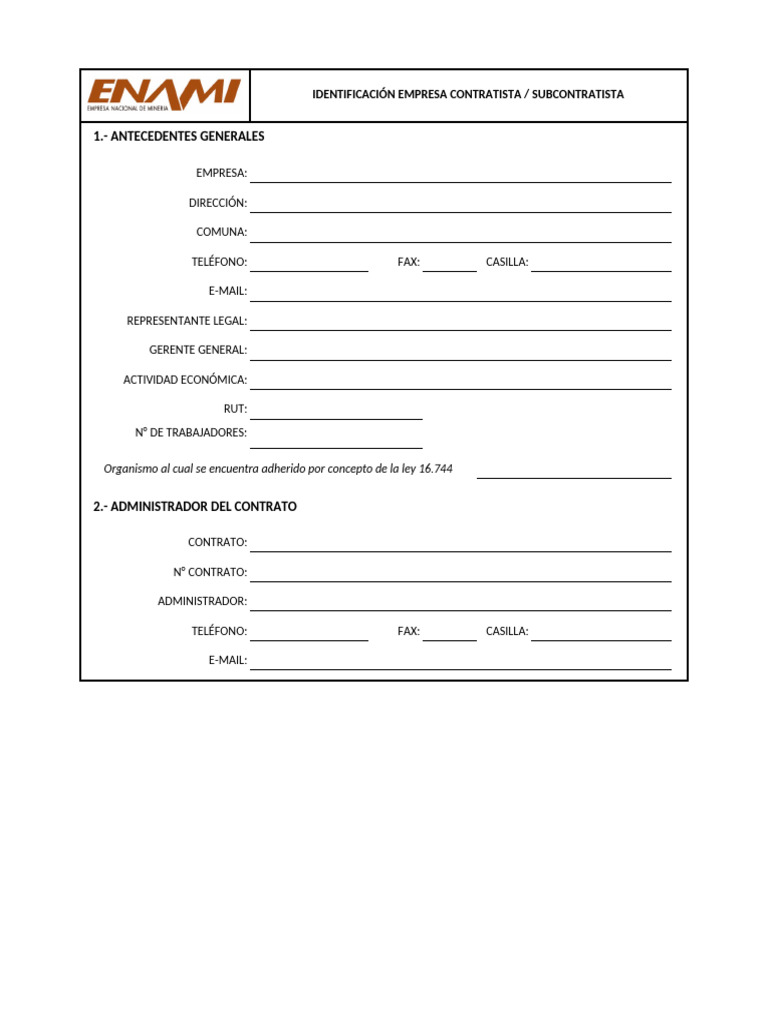 Identificaci n empresa contratista subcontratista pdf