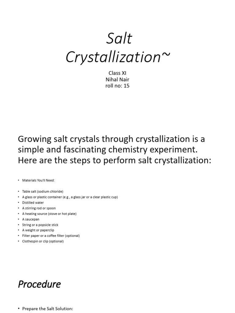 Crystallization | PDF | Crystallization | Salt