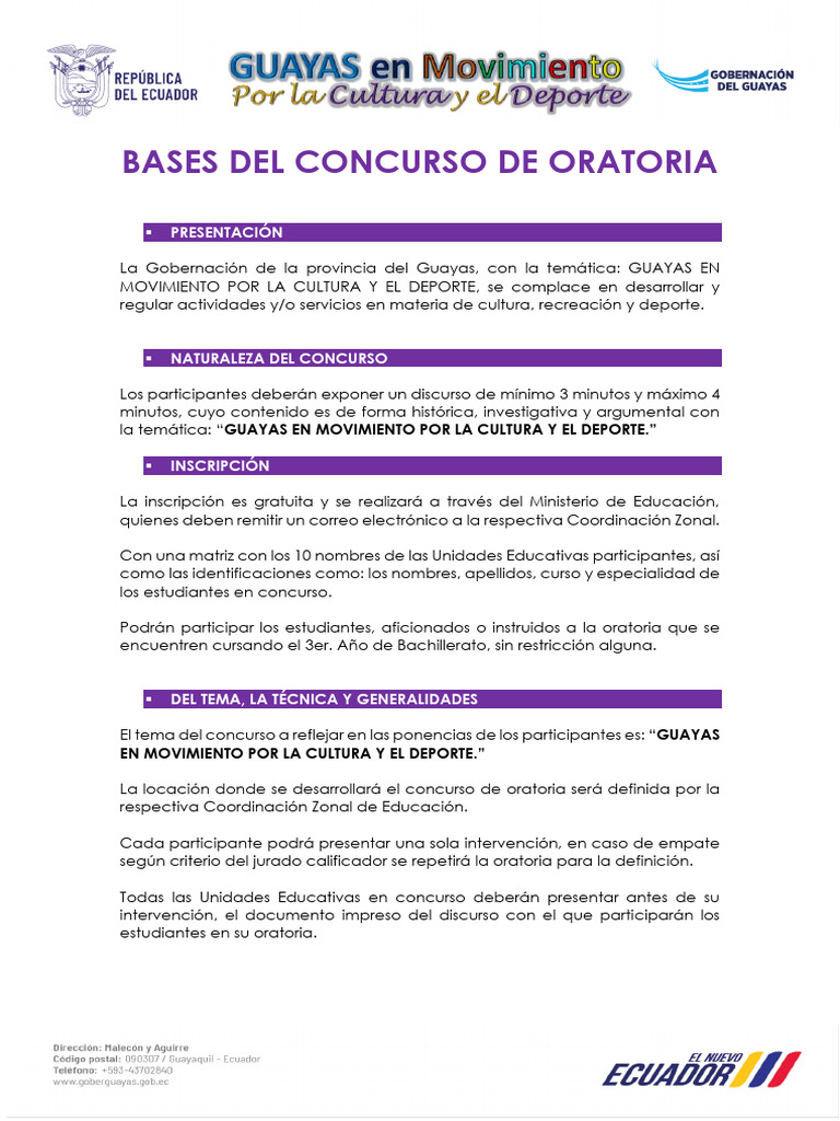 Concurso de Oratoria Guayas 2023 | PDF | Hablar en público