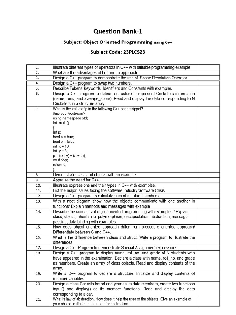 C++ Wuestion Bank | PDF | C++ | Boolean Data Type