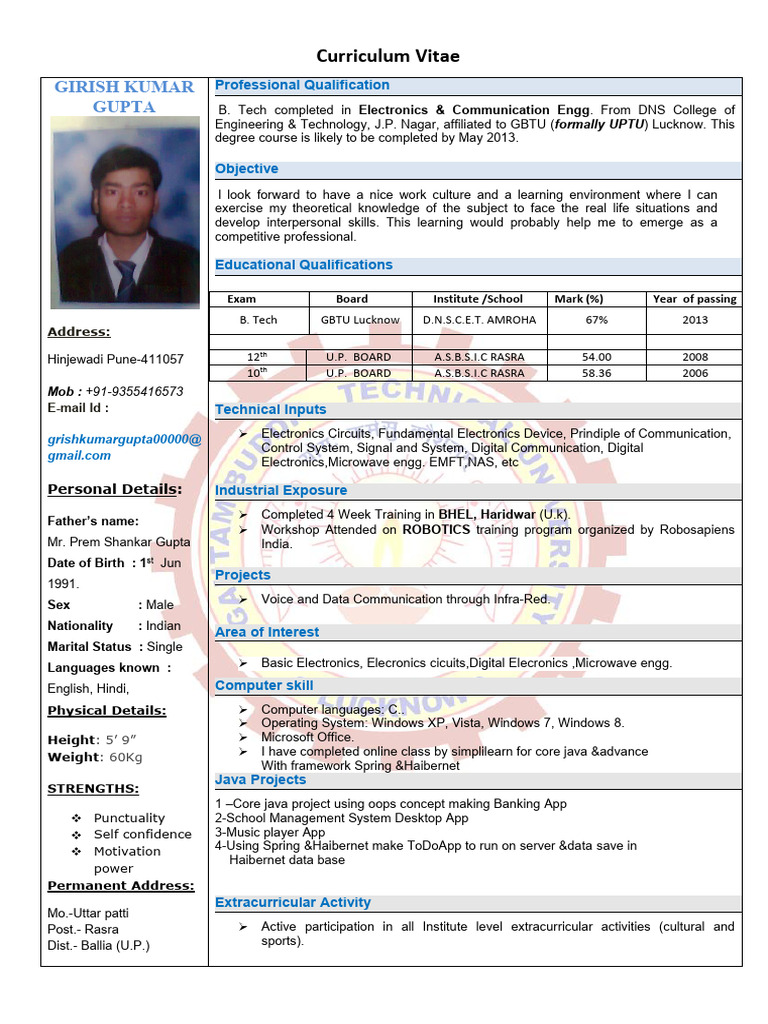 Girish+Resume+2022 New 1 | PDF | Curriculum | Computing