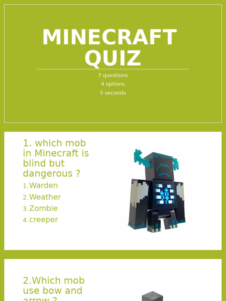 Minecraft Mob Quiz for Kids | PDF