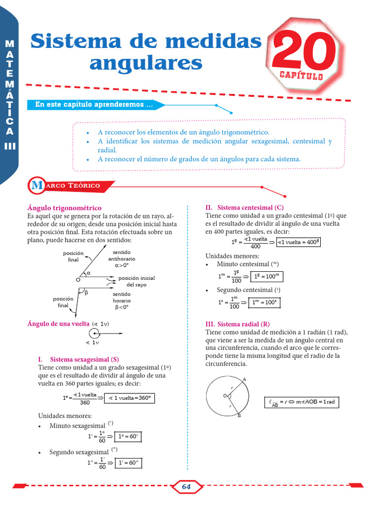 Sistemas de Medición Angular en Matemáticas | PDF | Ángulo | Trigonometría