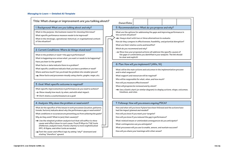 Managing To Learn - Detailed A3 Template | PDF | Feasibility Study ...