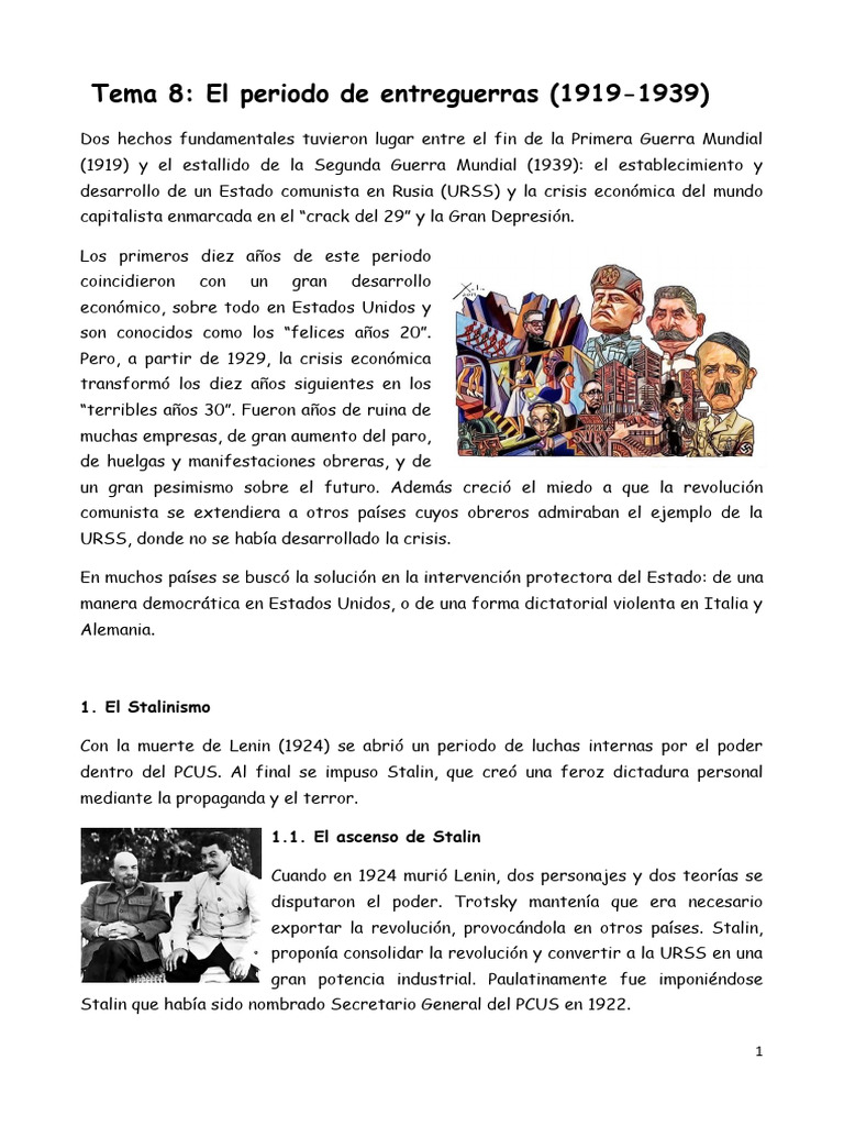 Tema 8 - El Periodo de Entreguerras | PDF | Alemania nazi | nazismo