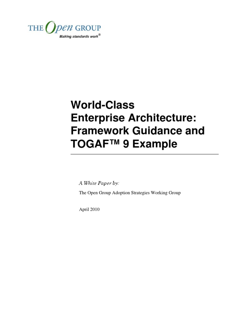 ENTERPRISE ARCHITECTURE FRAMEWORK EXAMPLE intelligence overview