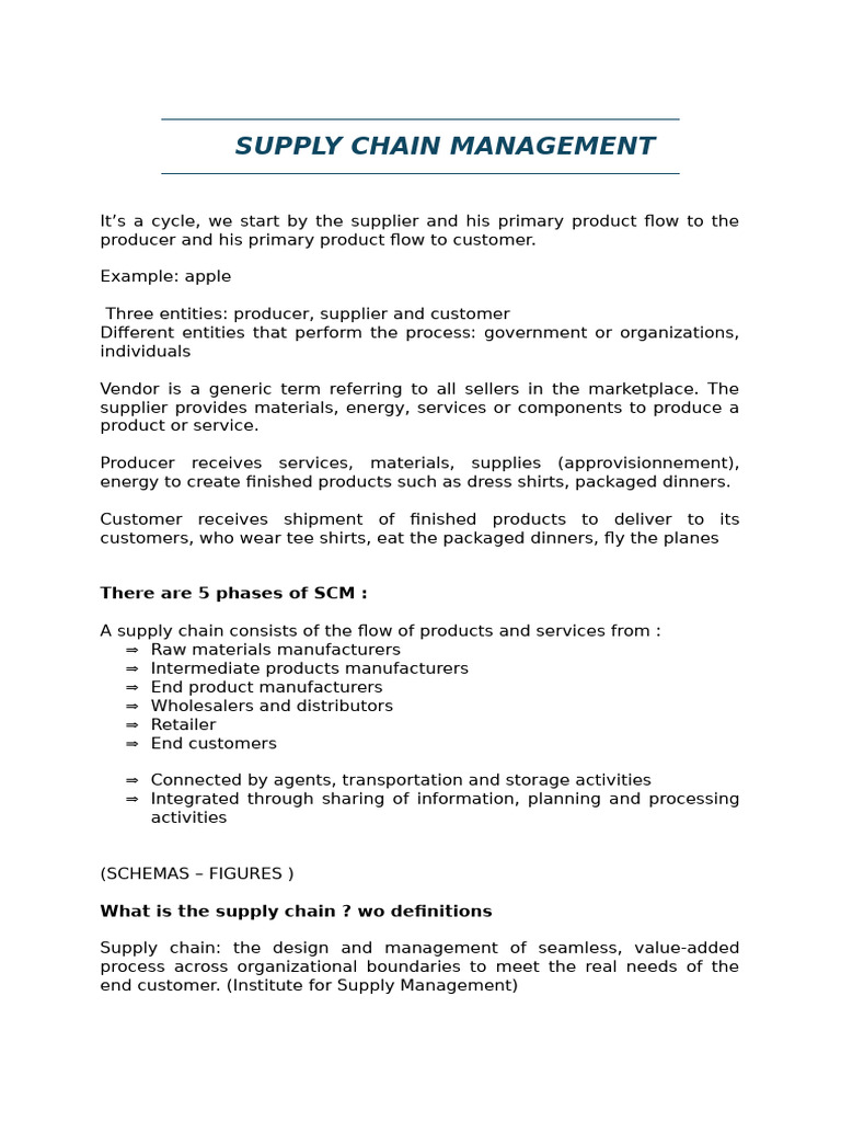 Supply Chain Management Overview | PDF | Lean Manufacturing | Supply Chain