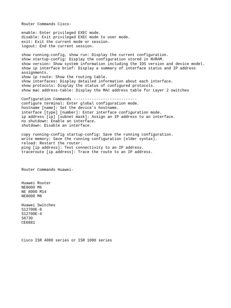 Router Commnads | PDF