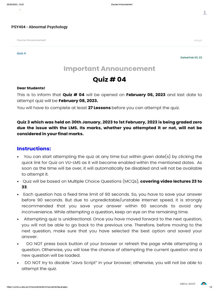 Psy404 Quiz4 Updates 1 | PDF