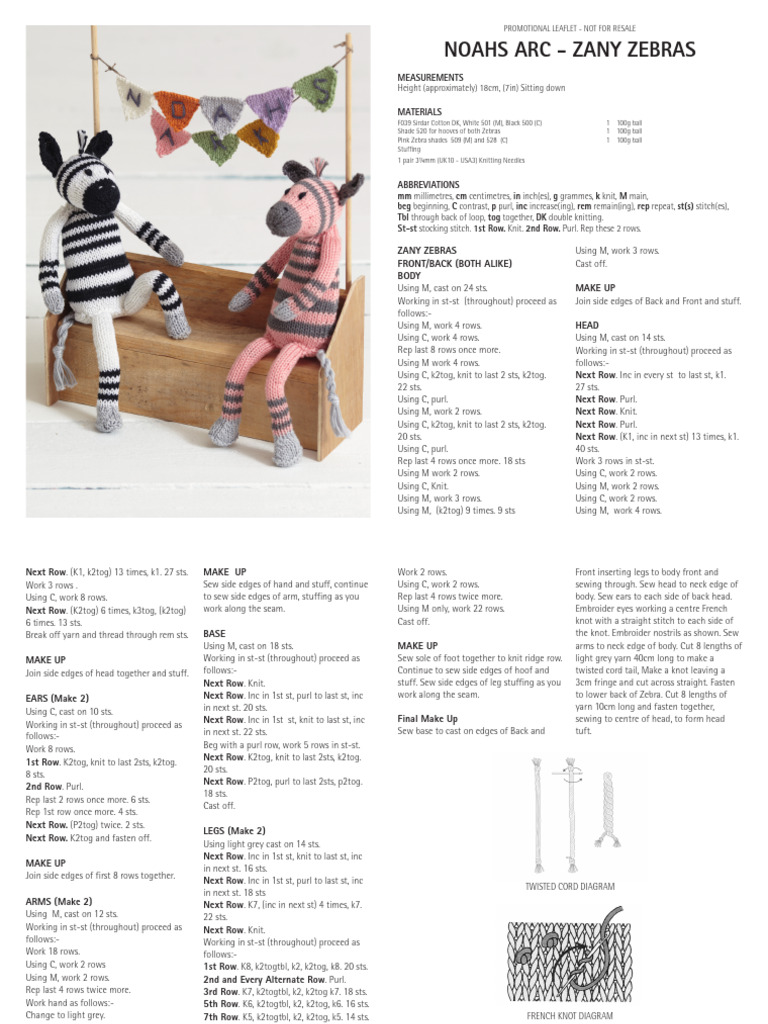 Zany Zebra Knitting Pattern Guide | PDF | Knitting | Crafts