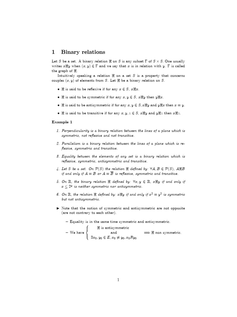 Understanding Binary Relations and Orders | PDF