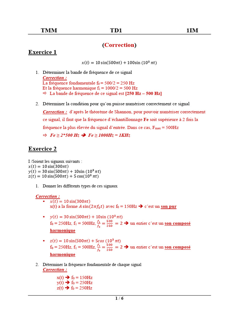 TD1 Correction | PDF | Technologie numérique | Technologie sonore